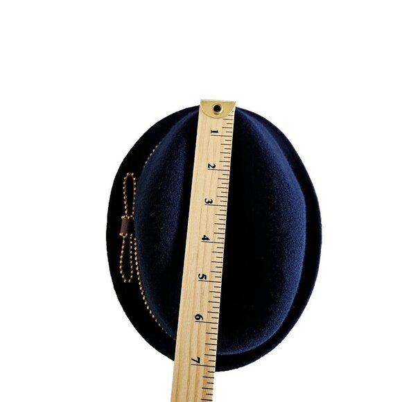 Juicy Couture Fedora Womens One Size Navy 100% Wool Felt Studded Band Bow Hat - Picture 12 of 16